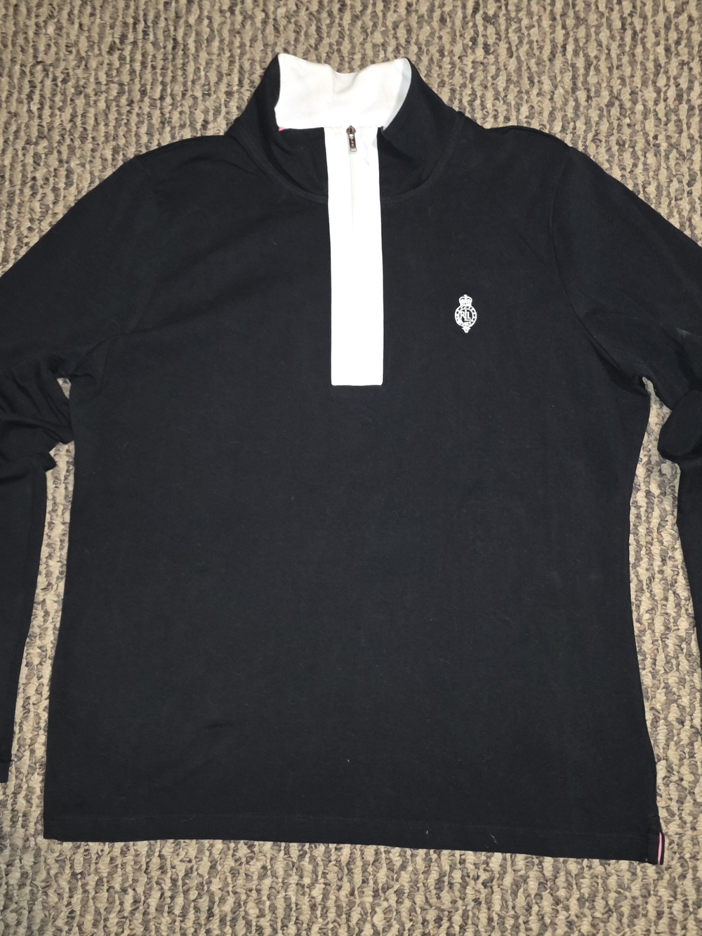 Polo Ralph Lauren Black Quarter-Zip Pullover with White Placket